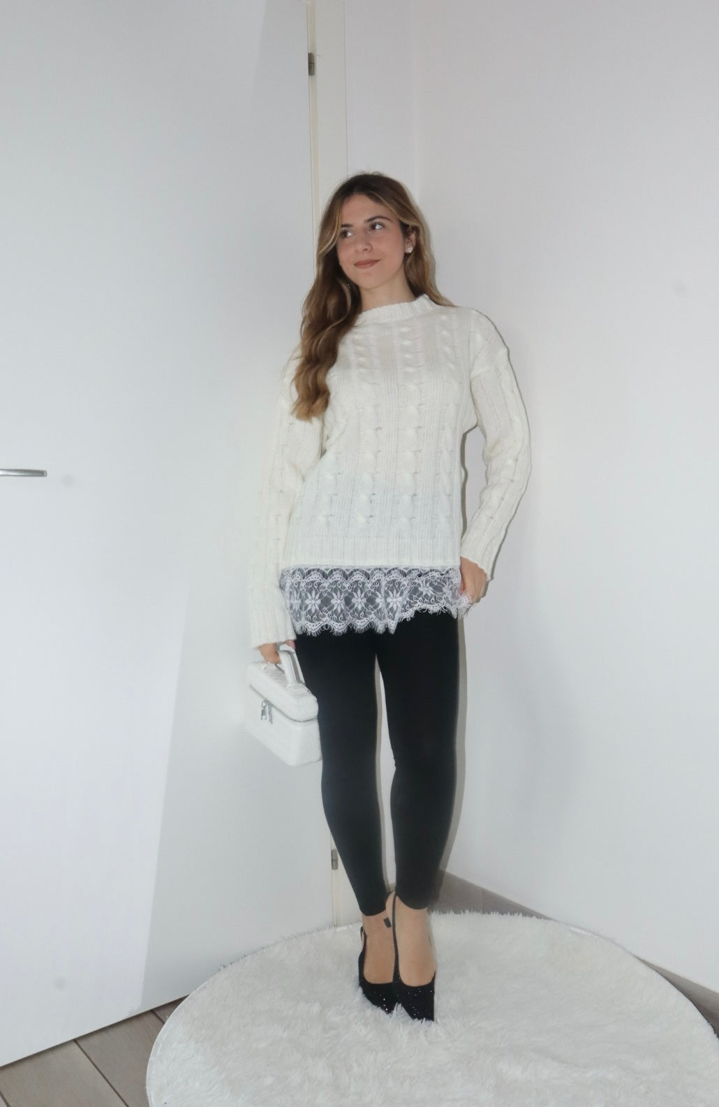 Pull rebecca con merletto in pizzo (vari colori)