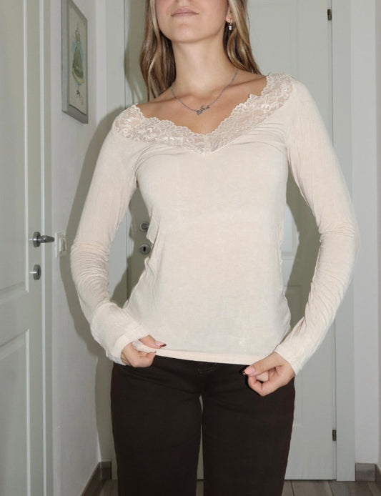 Maglia velata grace con merletto pizzo