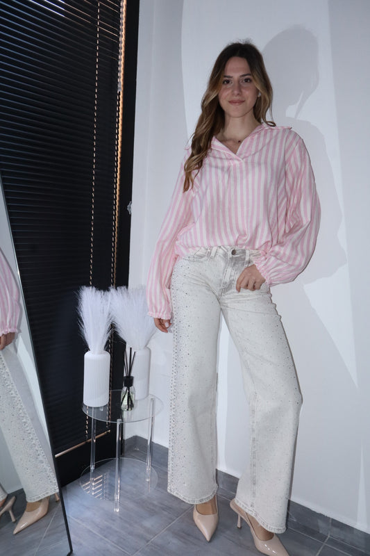 Camicia con righe effetto lino (vari colori)