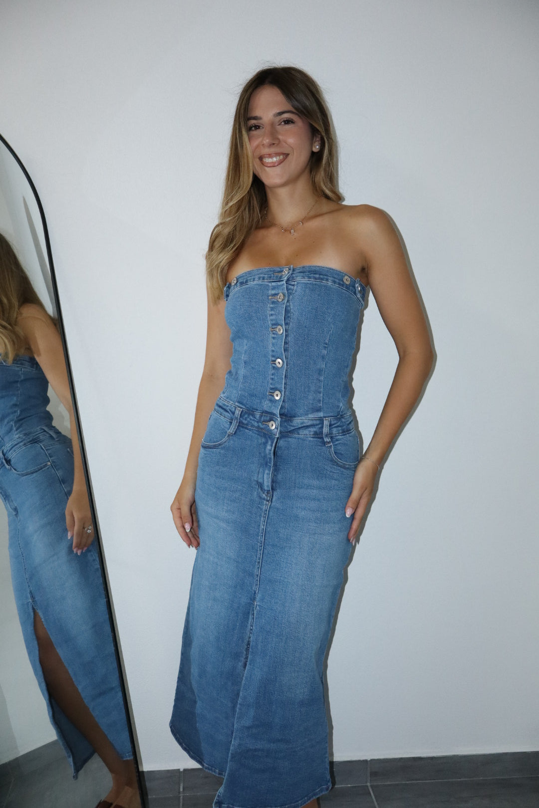 Abito longuette denim