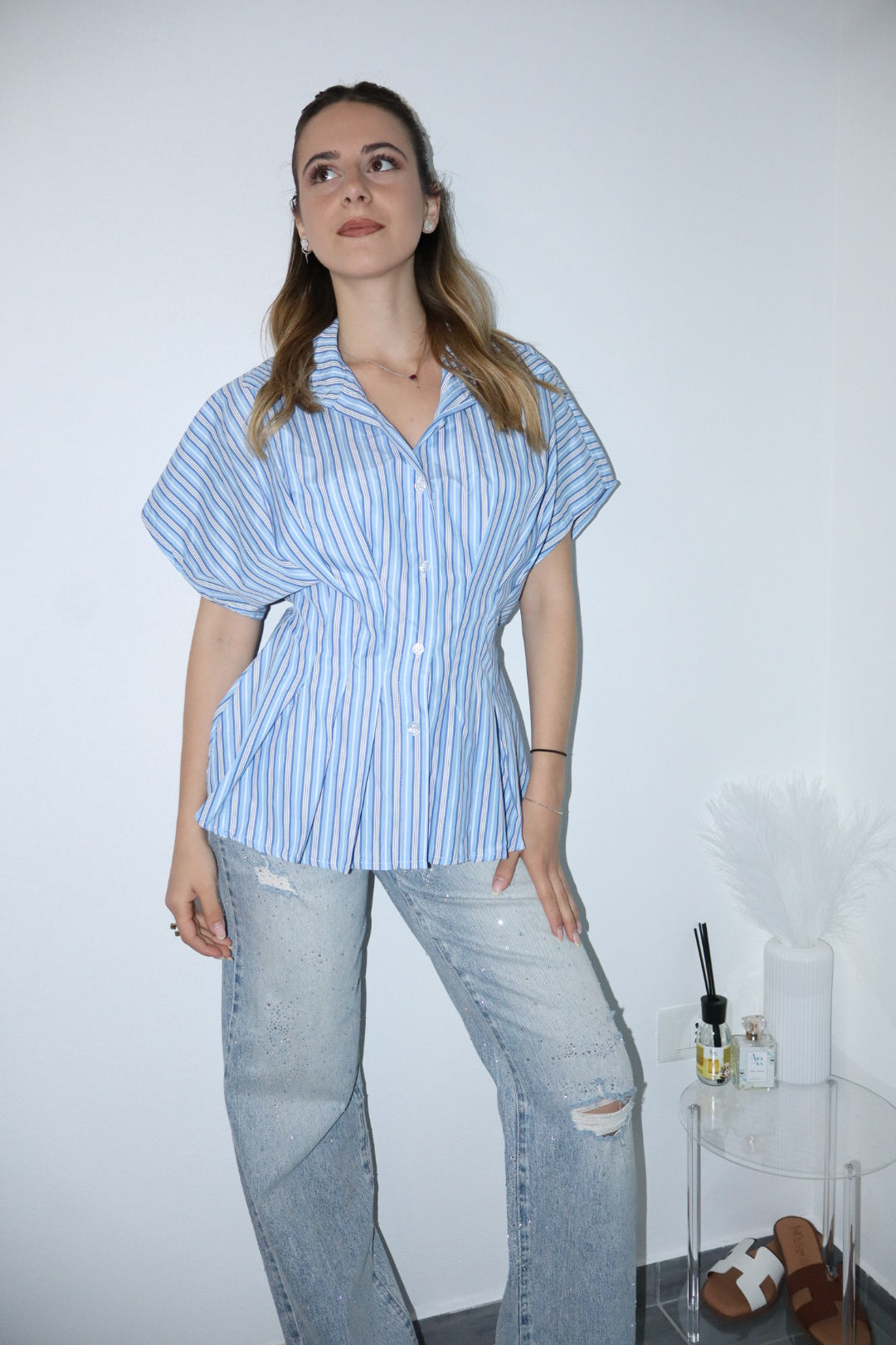 Camicia coquette con righe
