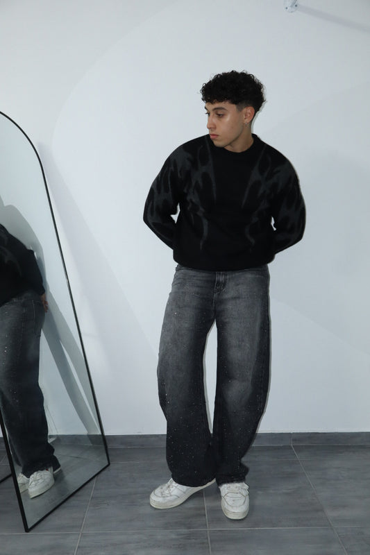 Jeans wide leg uomo crystal