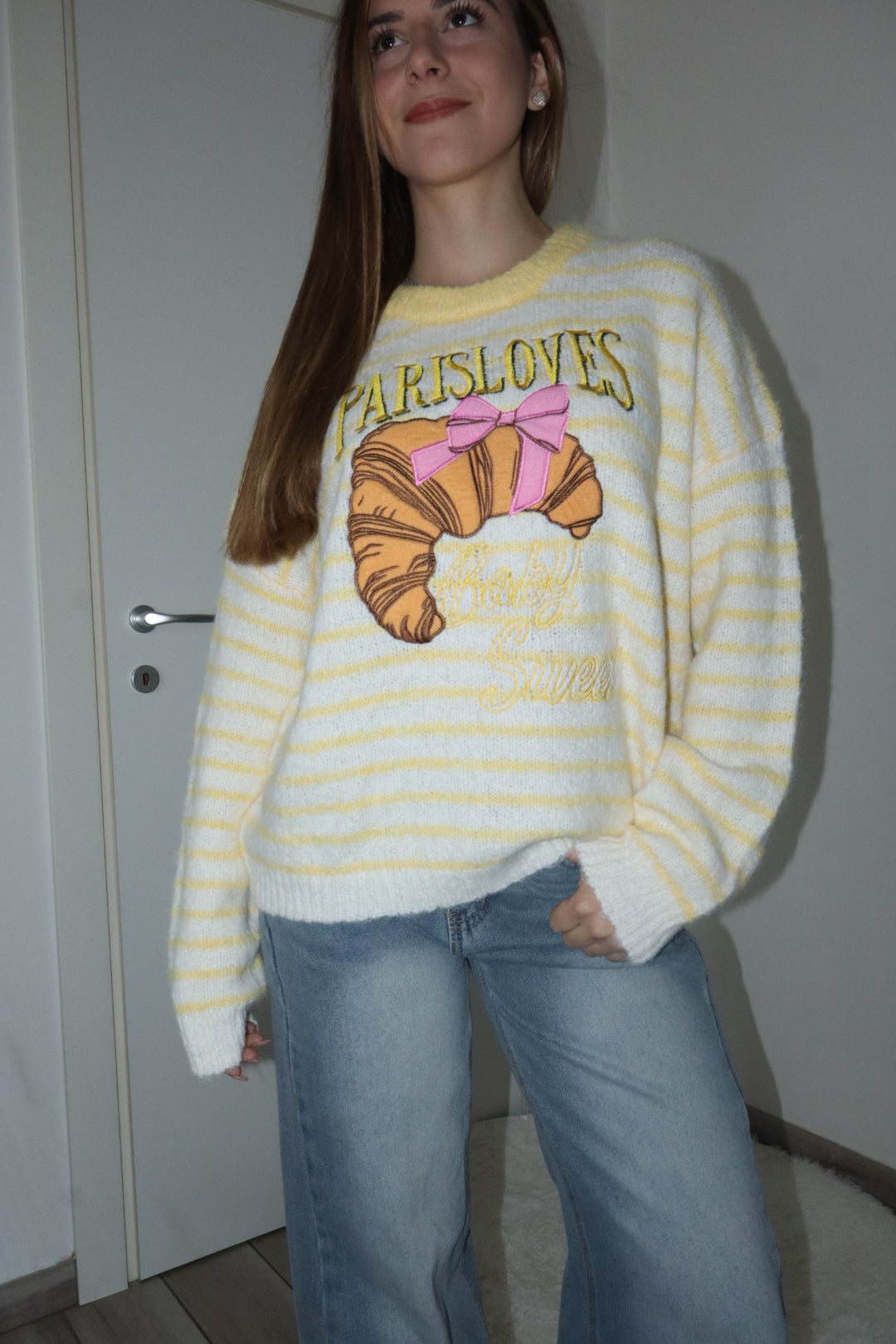 Pull croissant paris rosa,azzurro,giallo,beige