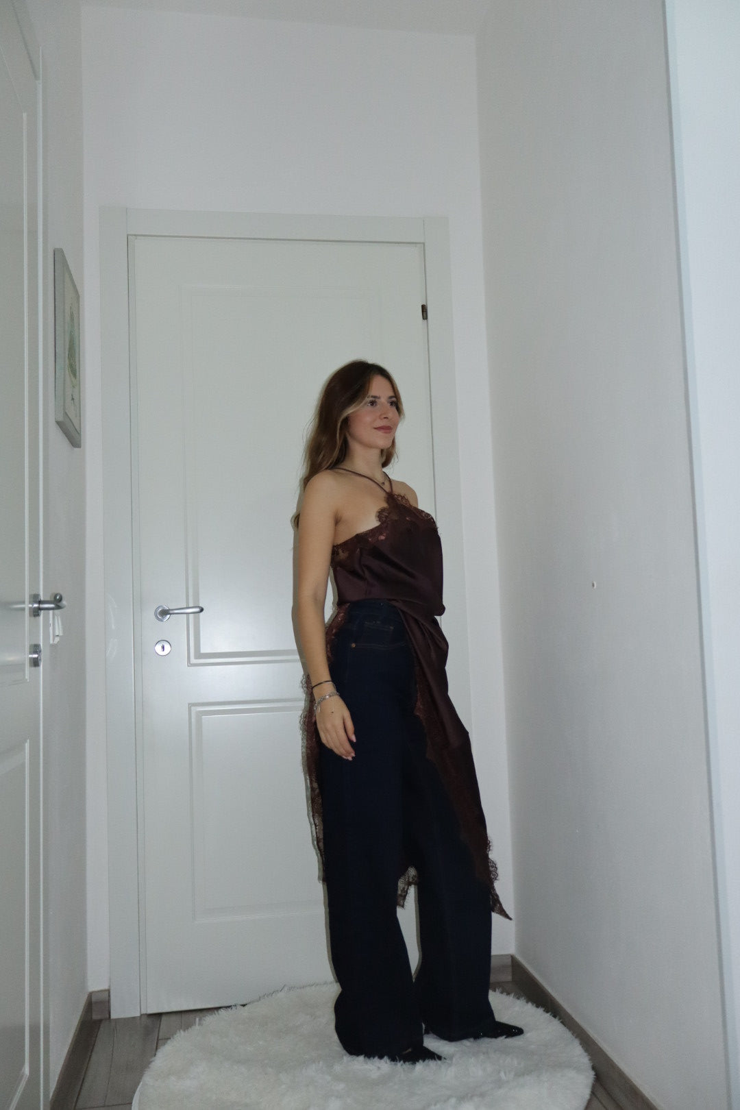 Maxi Dress pizzo diletta nero,marrone