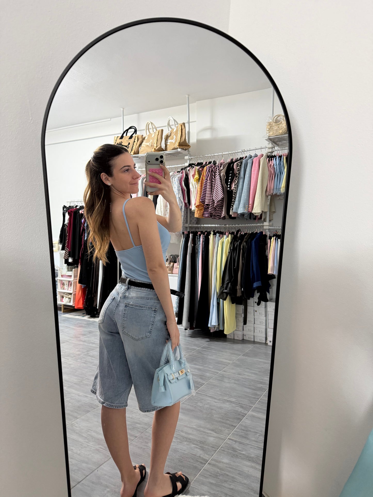 Bermuda denim chiaro “trendy” cinta inclusa
