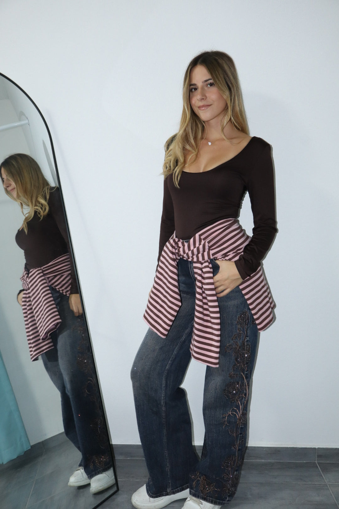 T-shirt maniche lunghe righe