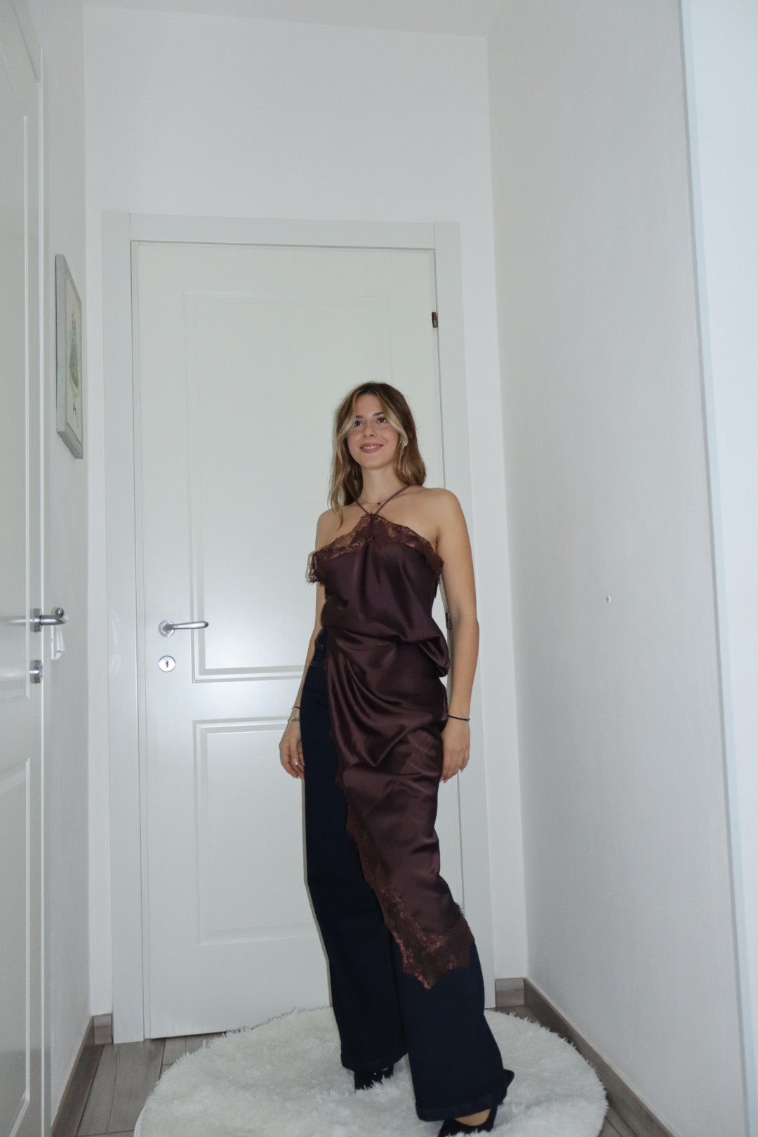 Maxi Dress pizzo diletta nero,marrone