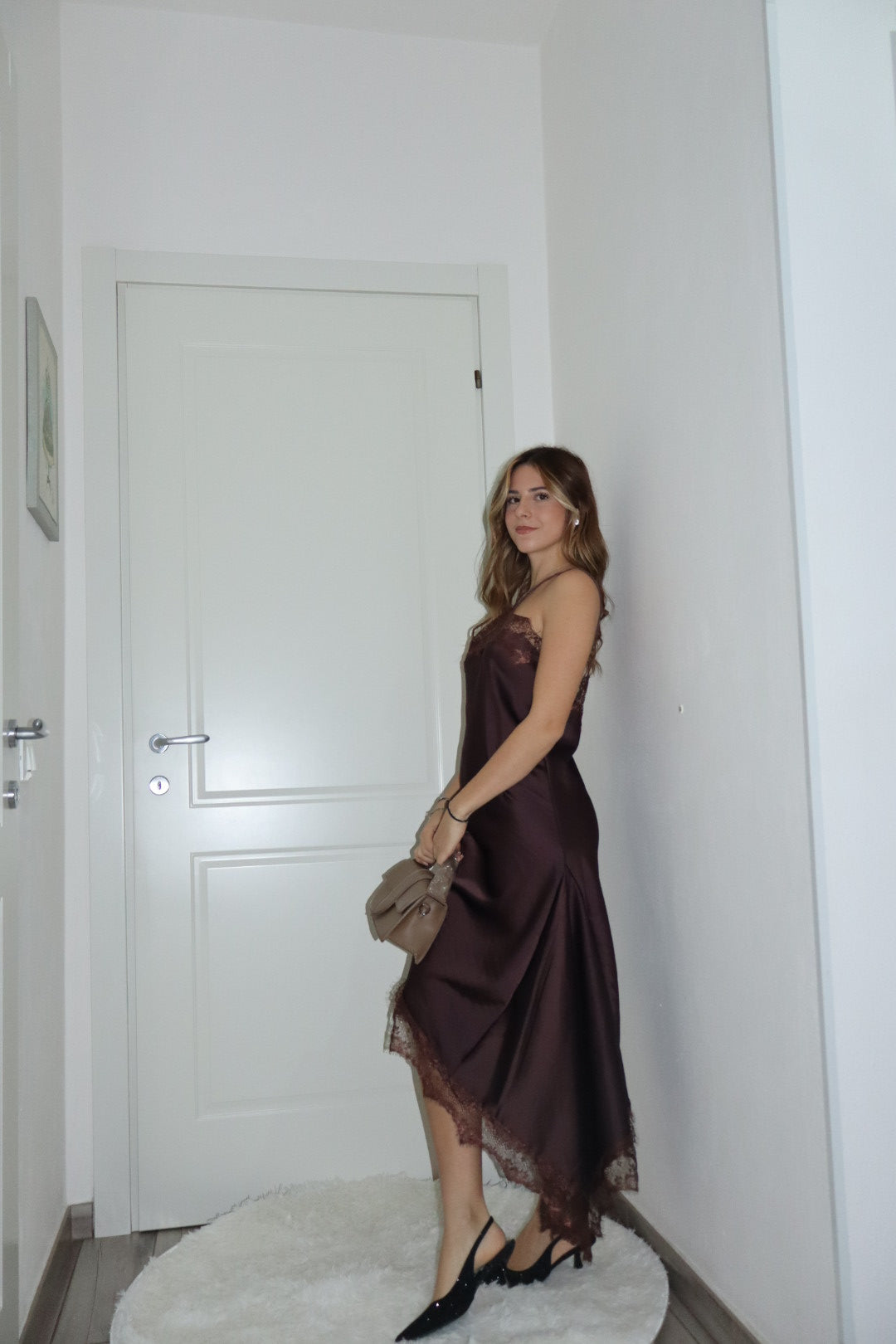 Maxi Dress pizzo diletta nero,marrone