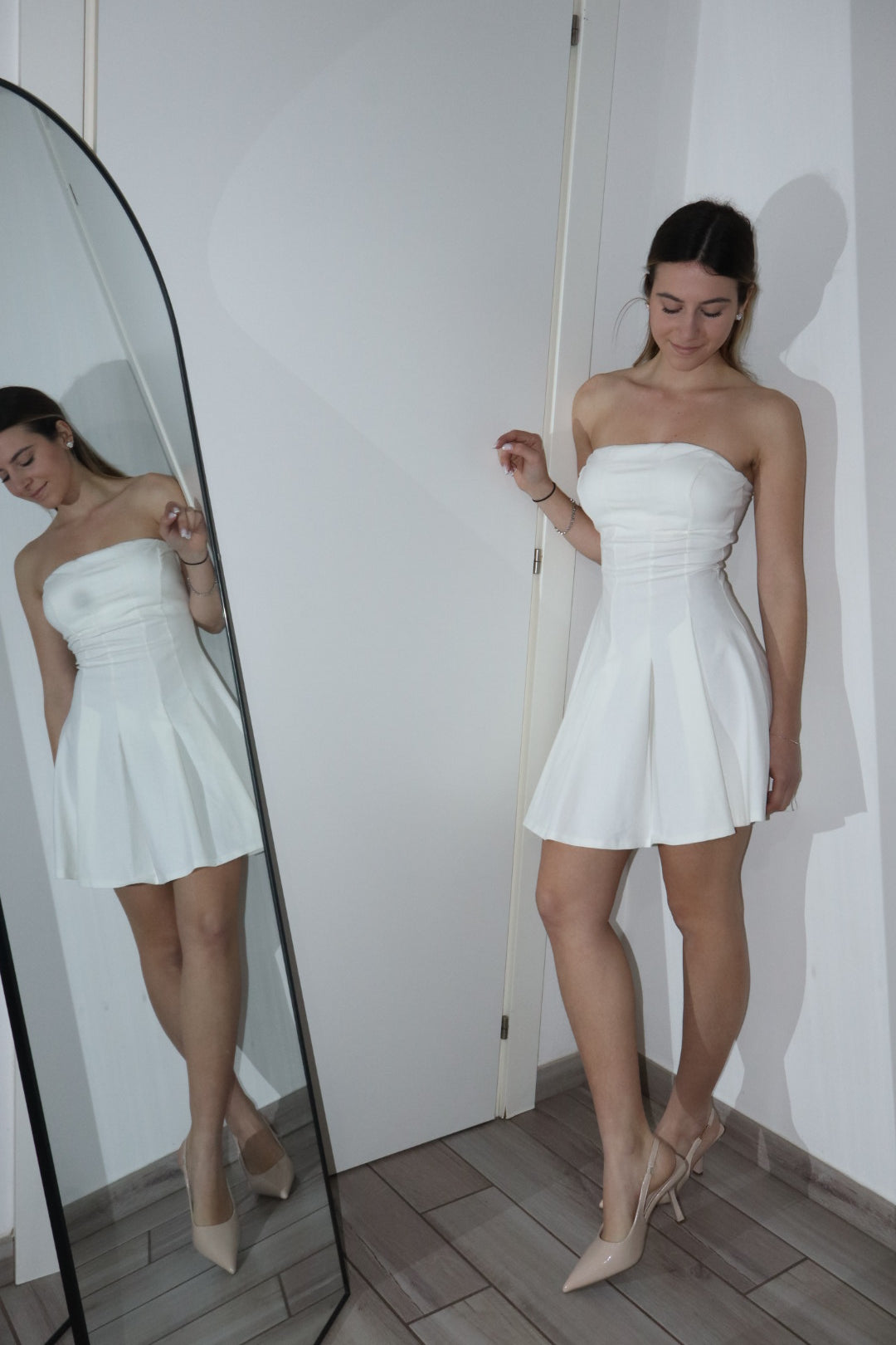 Mini dress con pieghe “rosy”