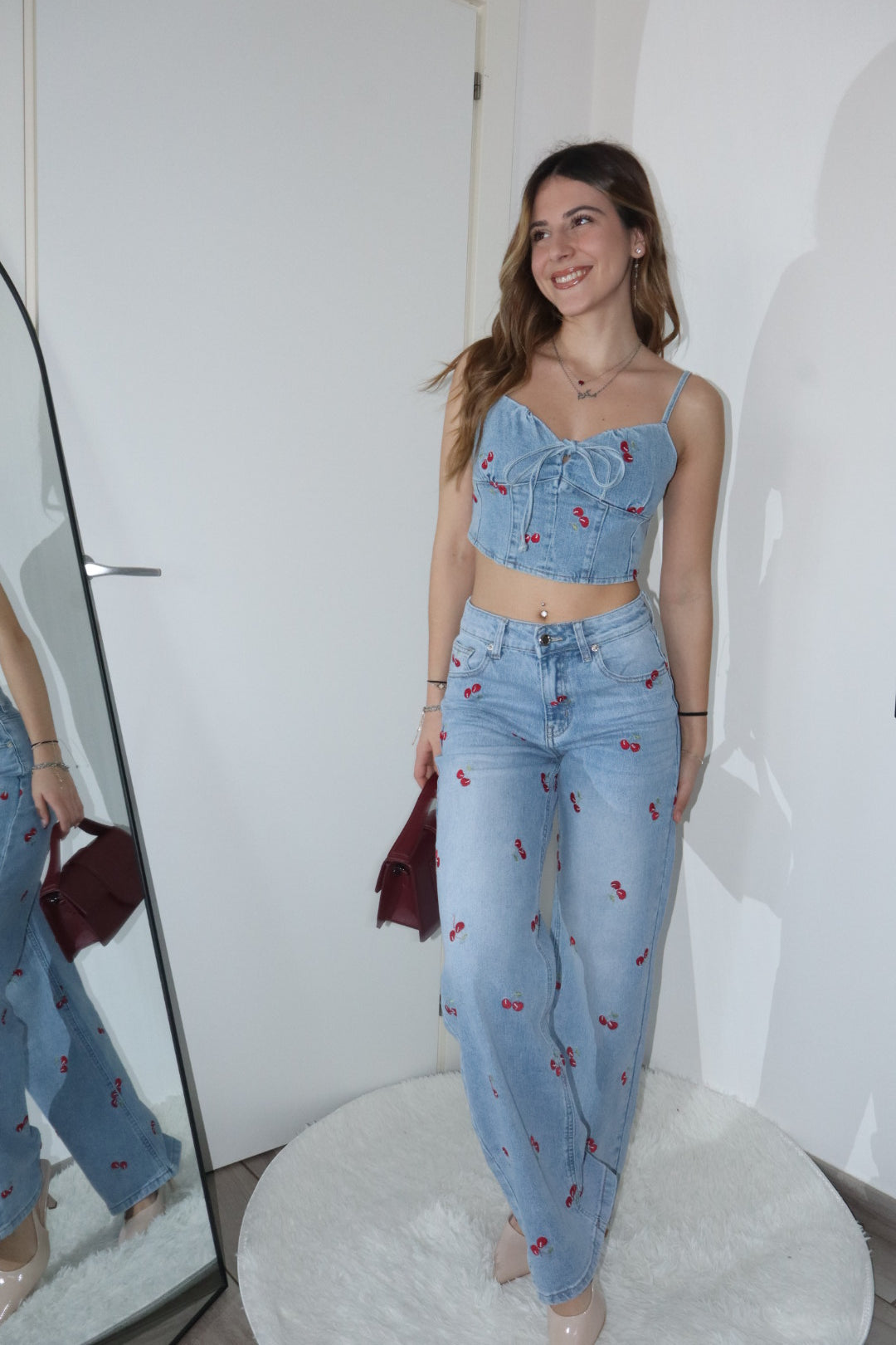 Completo denim ciliegie