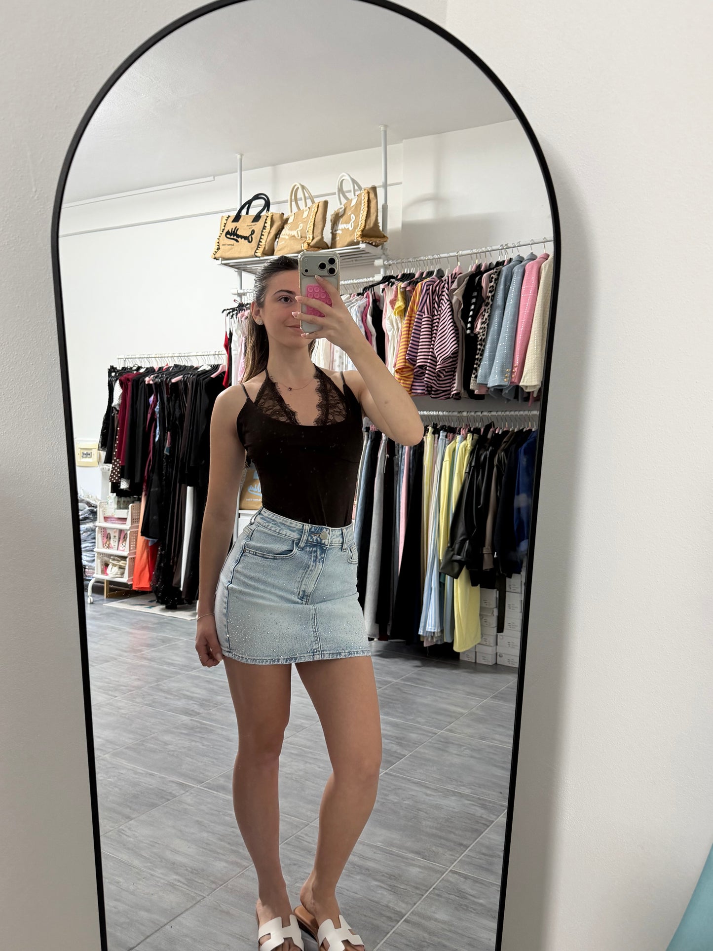 Mini Gonna denim con strass “milú”
