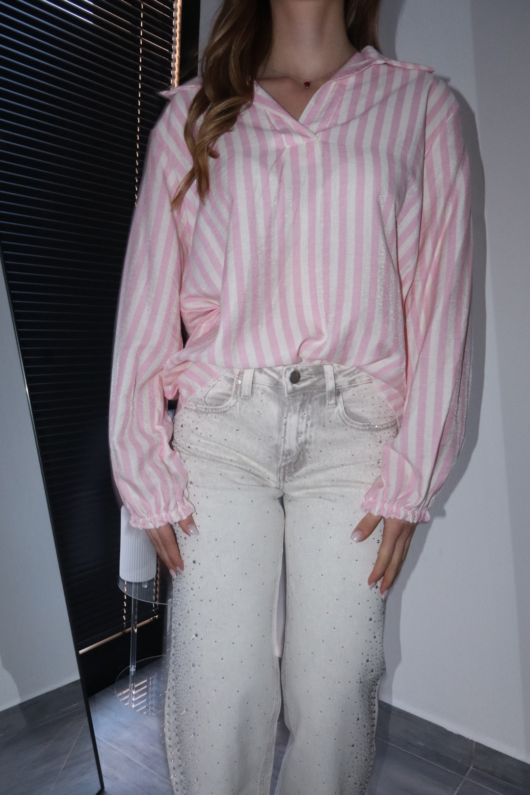 Camicia con righe effetto lino (vari colori)