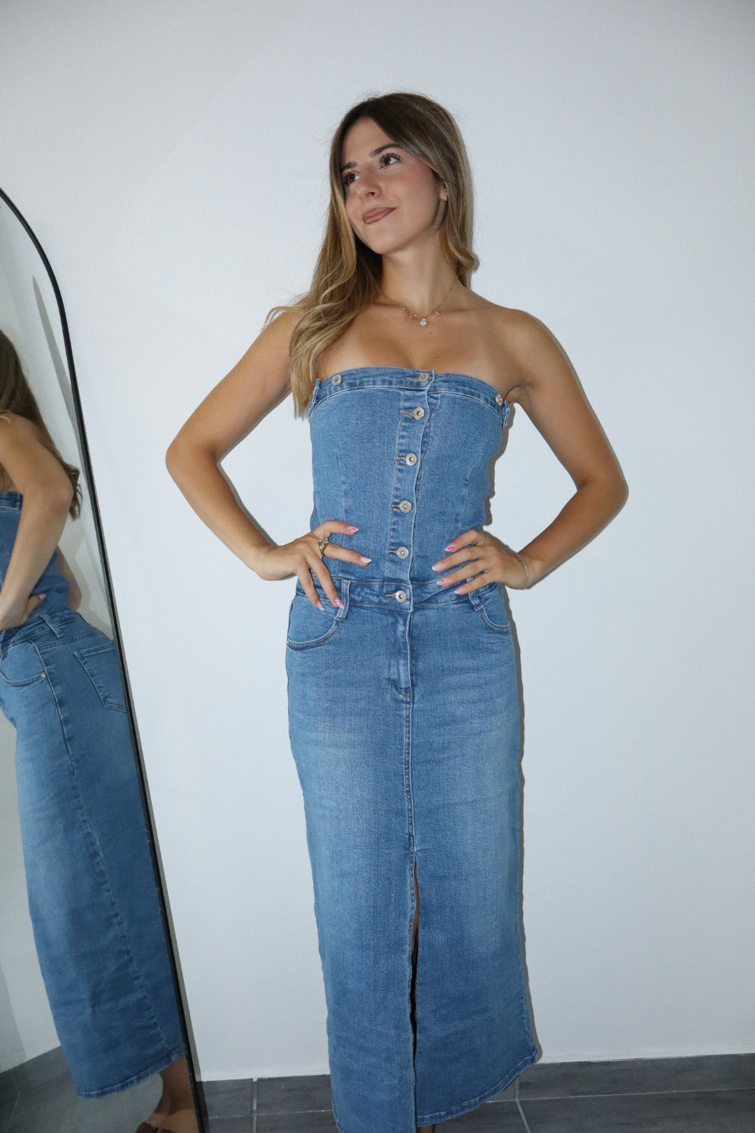Abito longuette denim