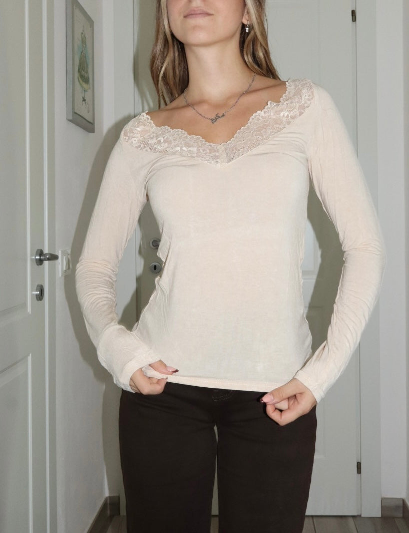 Maglia velata grace con merletto pizzo