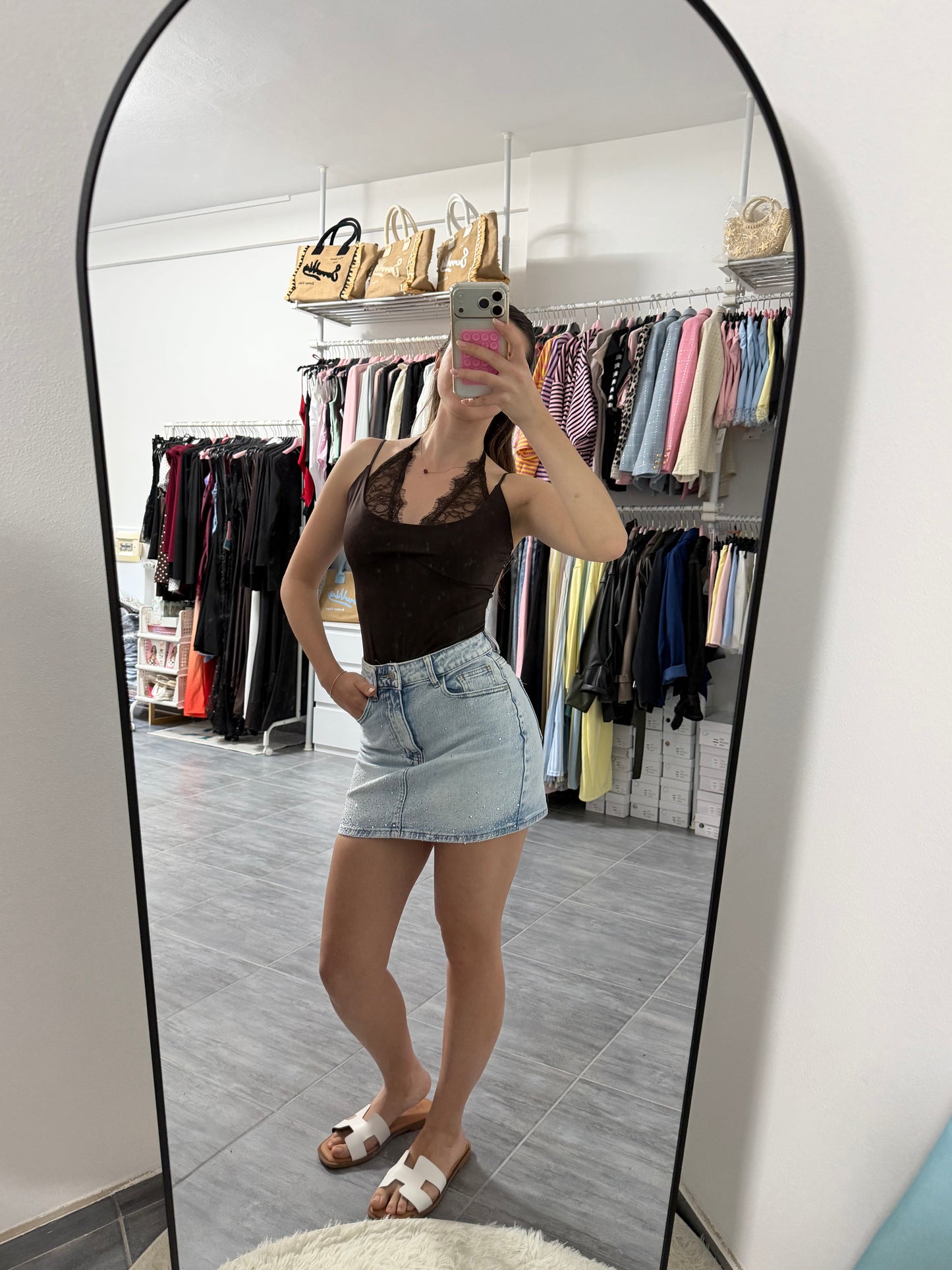Mini Gonna denim con strass “milú”