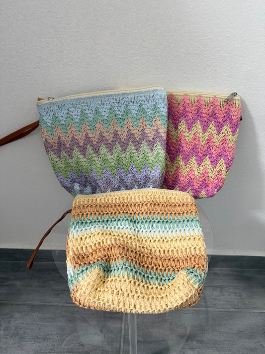 Pochette effetto paglia colorate