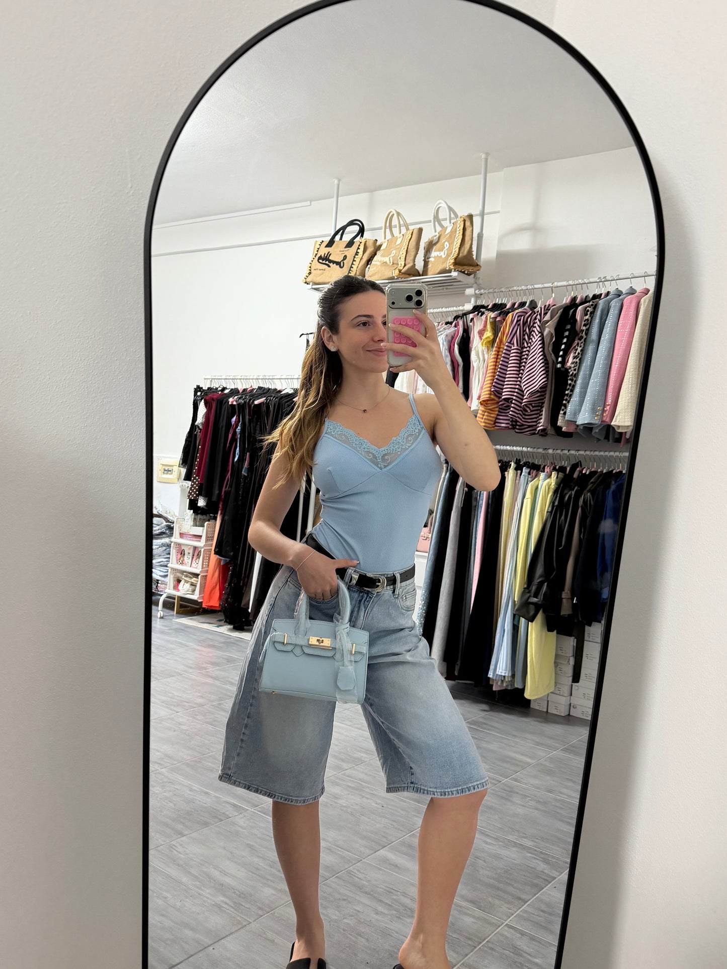 Bermuda denim chiaro “trendy” cinta inclusa