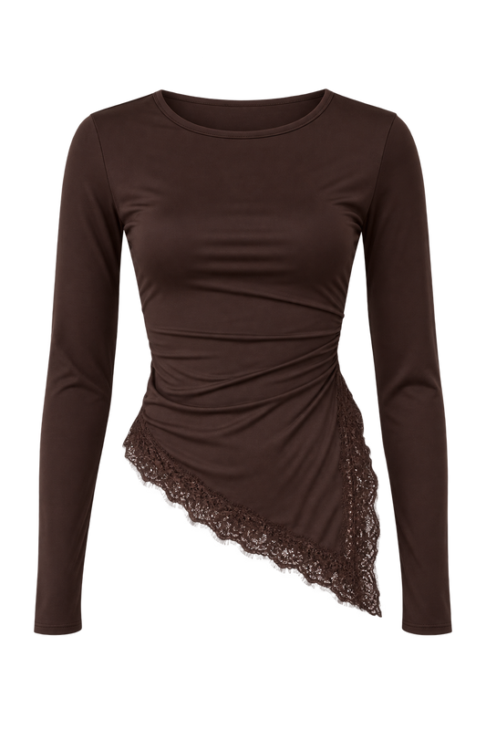 Maglia asimmetrica basic con pizzo