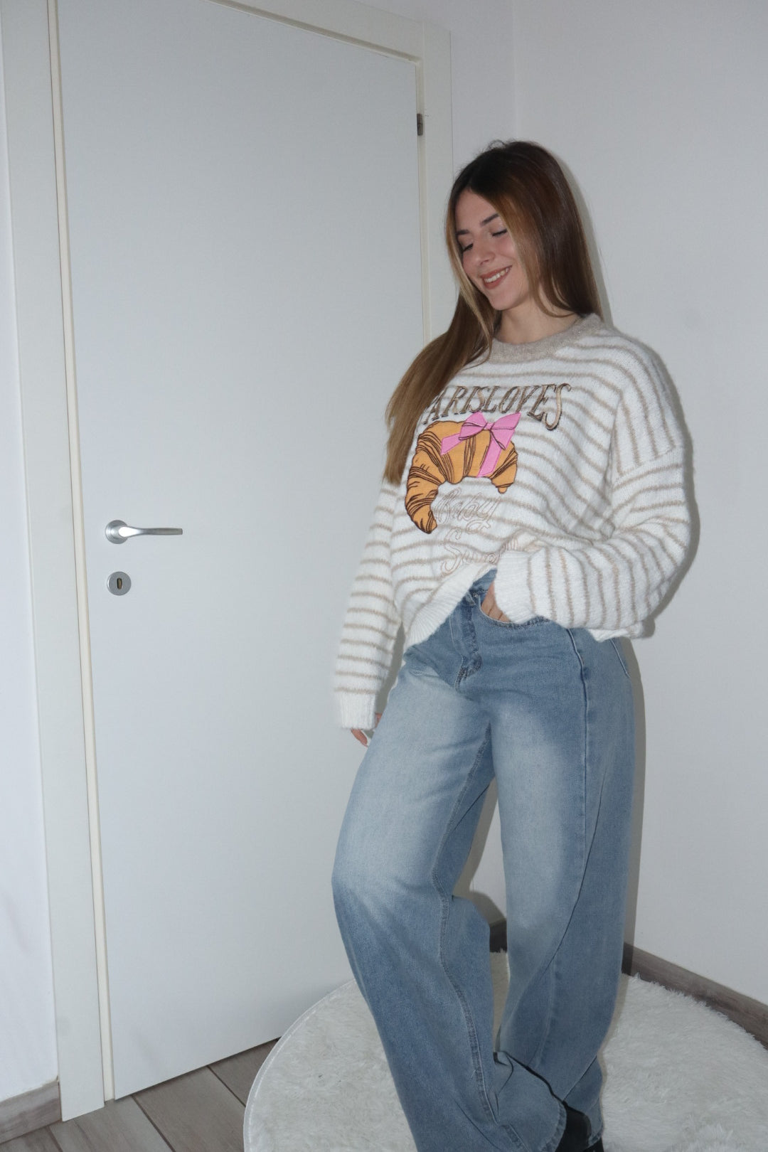 Pull croissant paris rosa,azzurro,giallo,beige