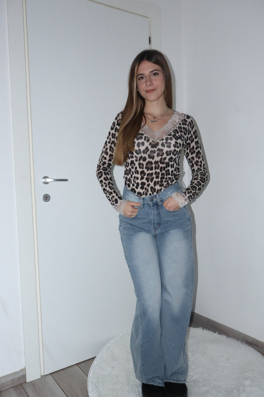 Maglietta velata grace leopardata