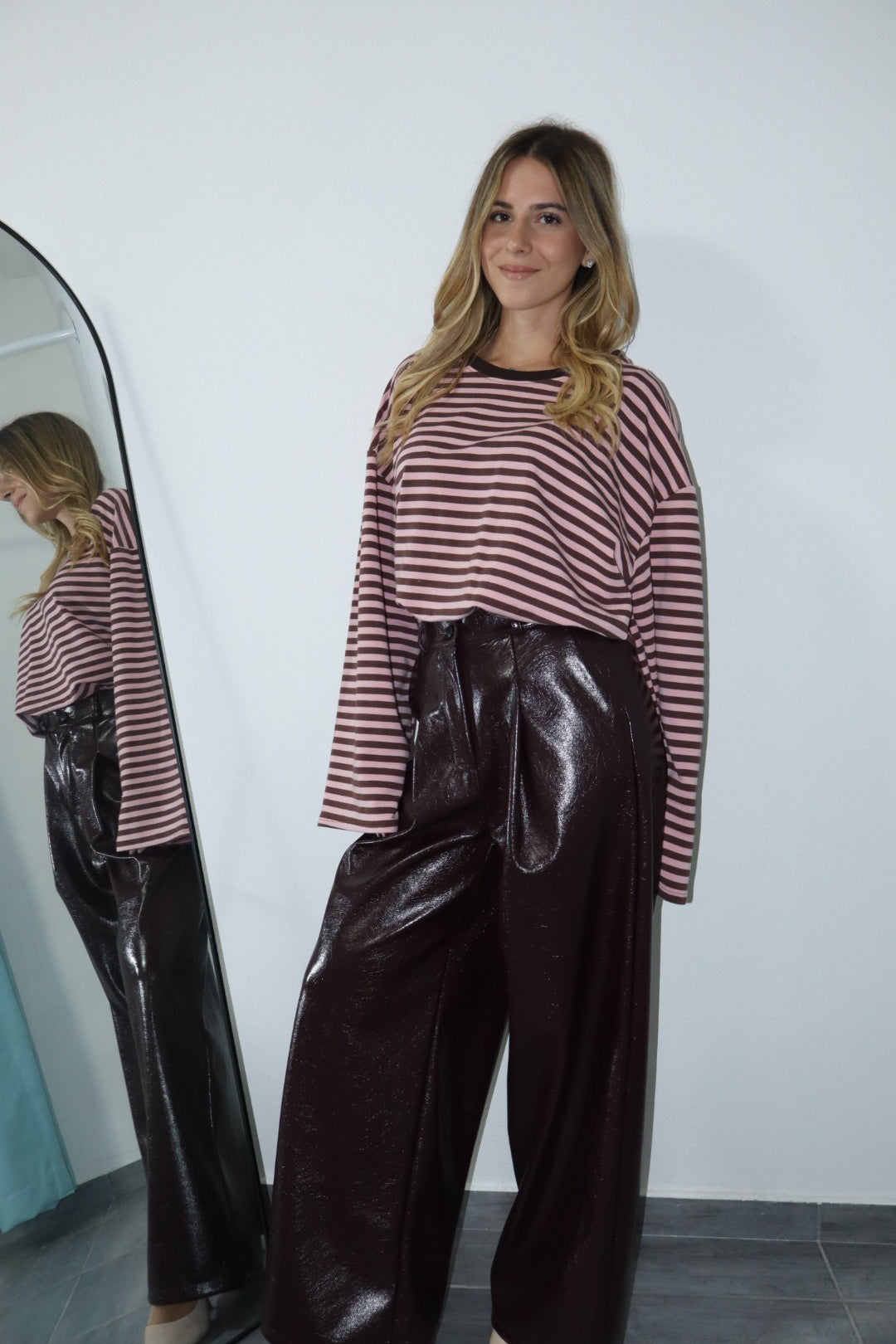 Pantalone ecopelle martellata “lady”