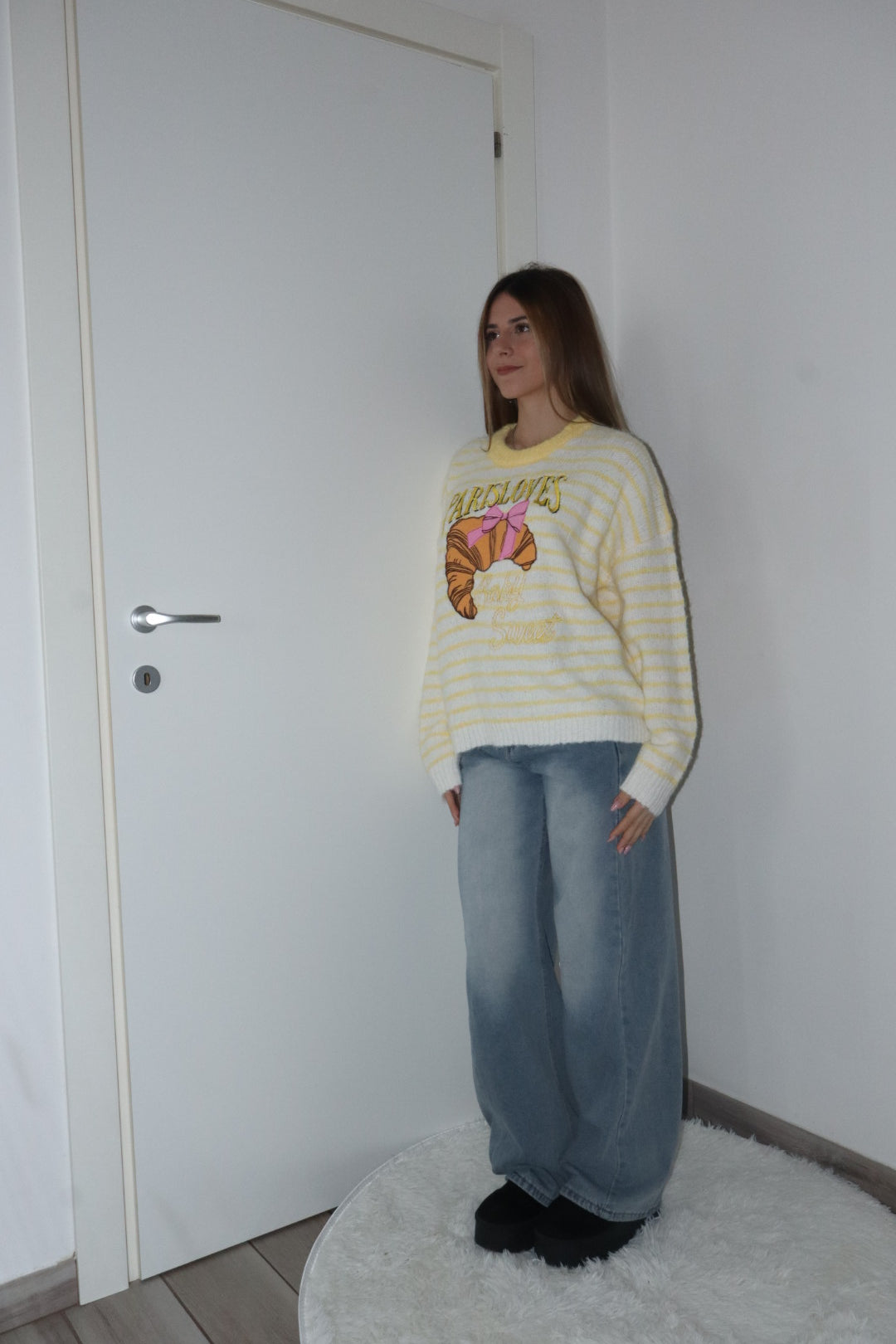 Pull croissant paris rosa,azzurro,giallo,beige