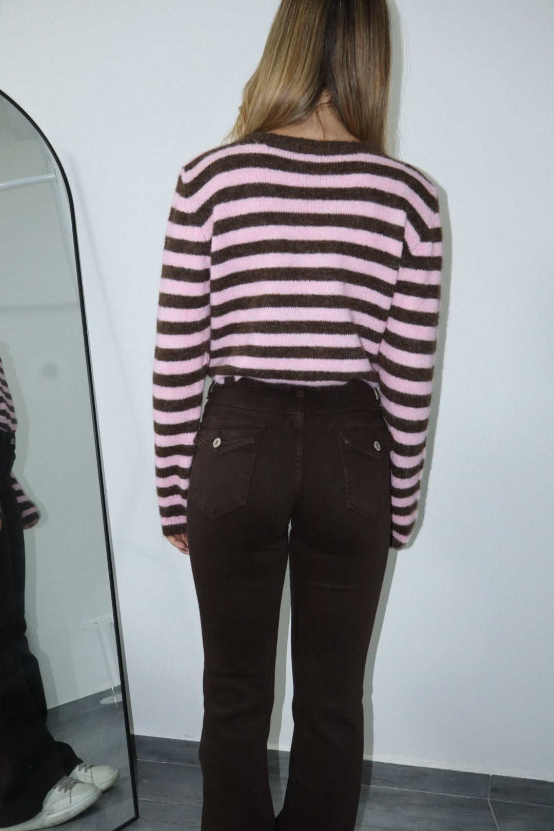 Jeans push up marrone zampa “iconic”