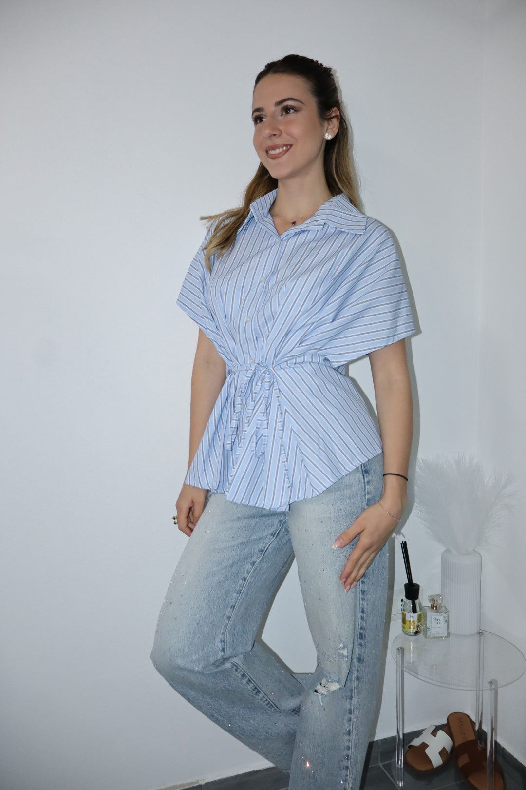 Camicia coquette con righe