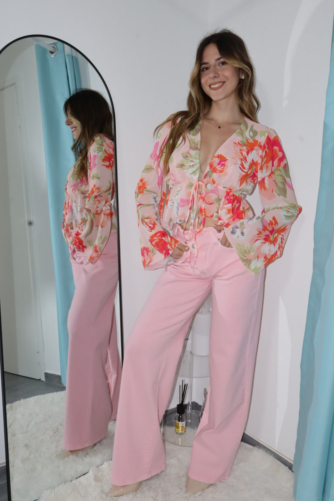 Cardigan velato floreale