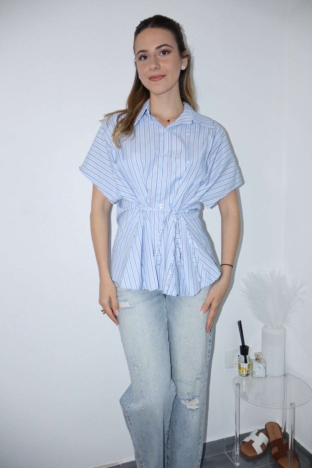 Camicia coquette con righe