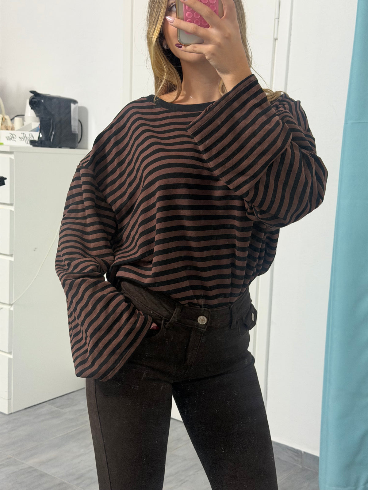 T-shirt maniche lunghe righe