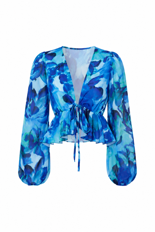 Cardigan floreale blu avion