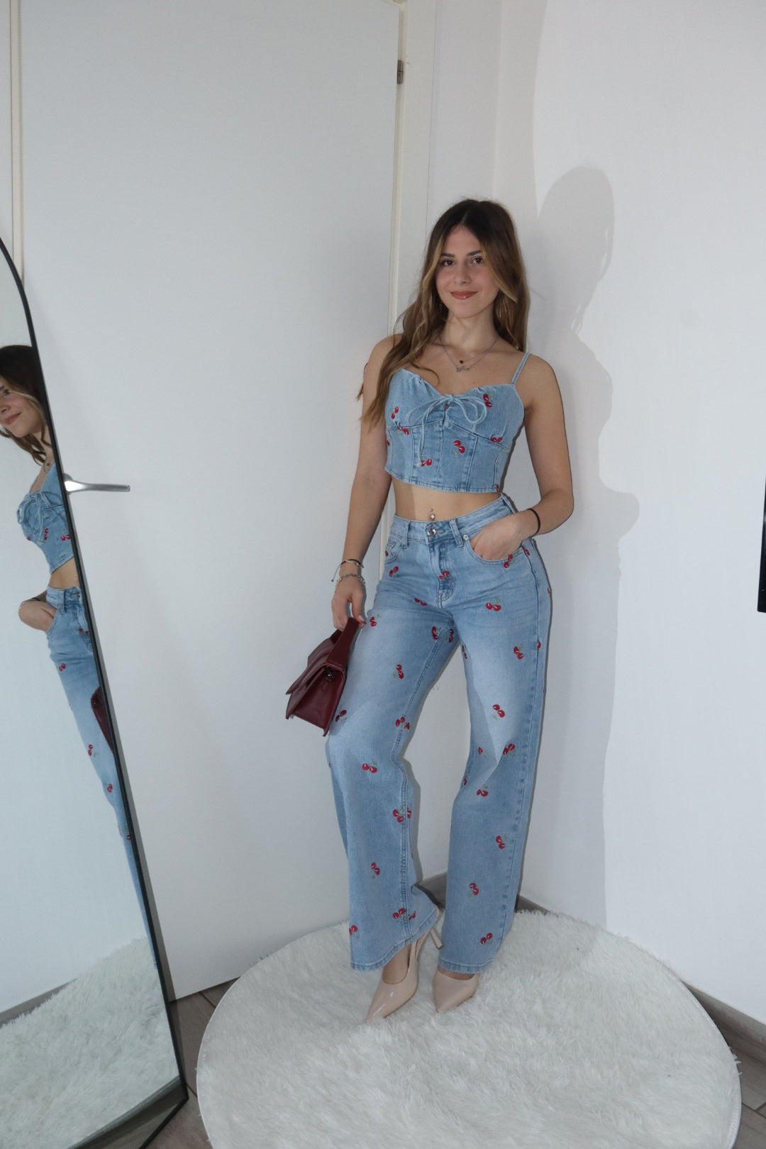 Completo denim ciliegie