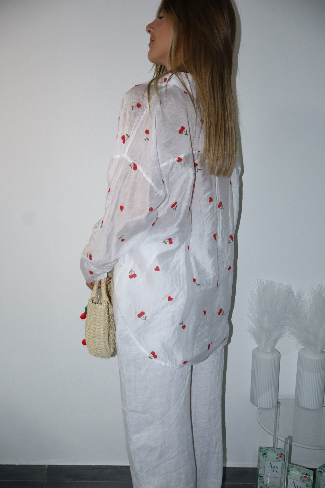 Camicia velata cherry
