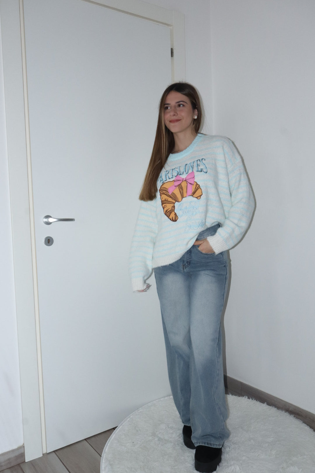 Pull croissant paris rosa,azzurro,giallo,beige