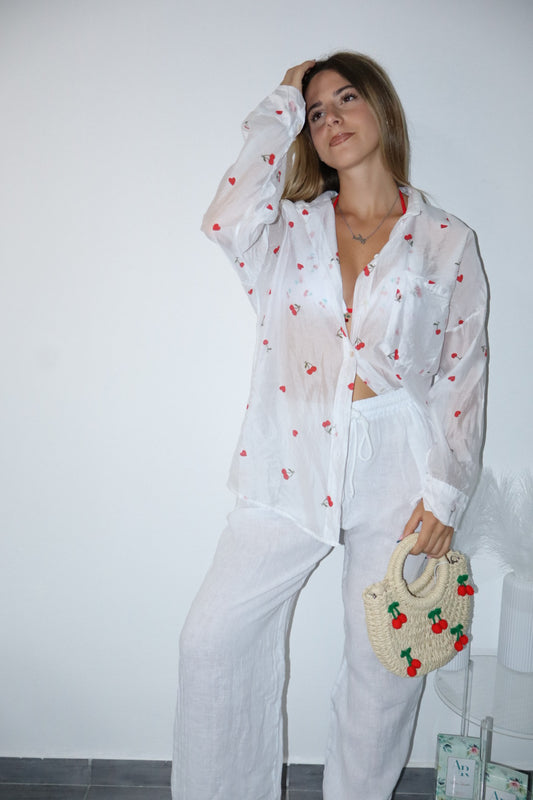 Camicia velata cherry