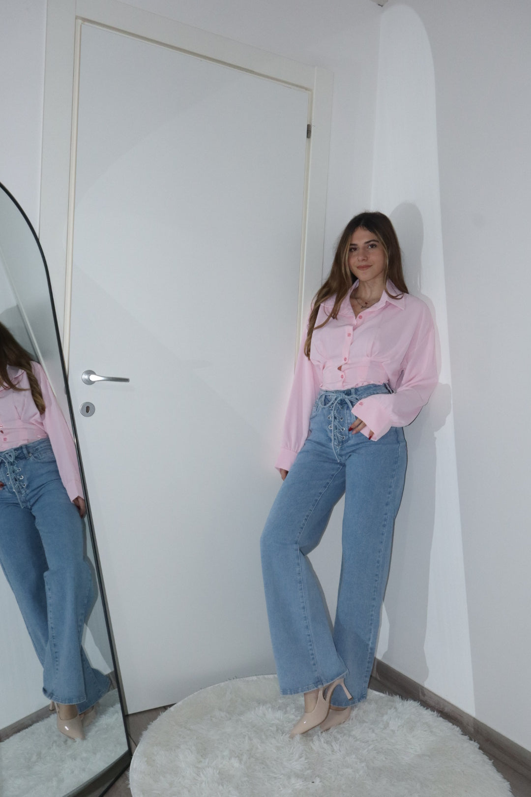 Jeans incrocio vita alta