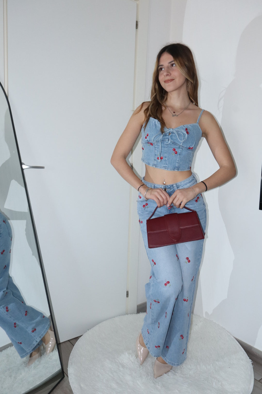Completo denim ciliegie
