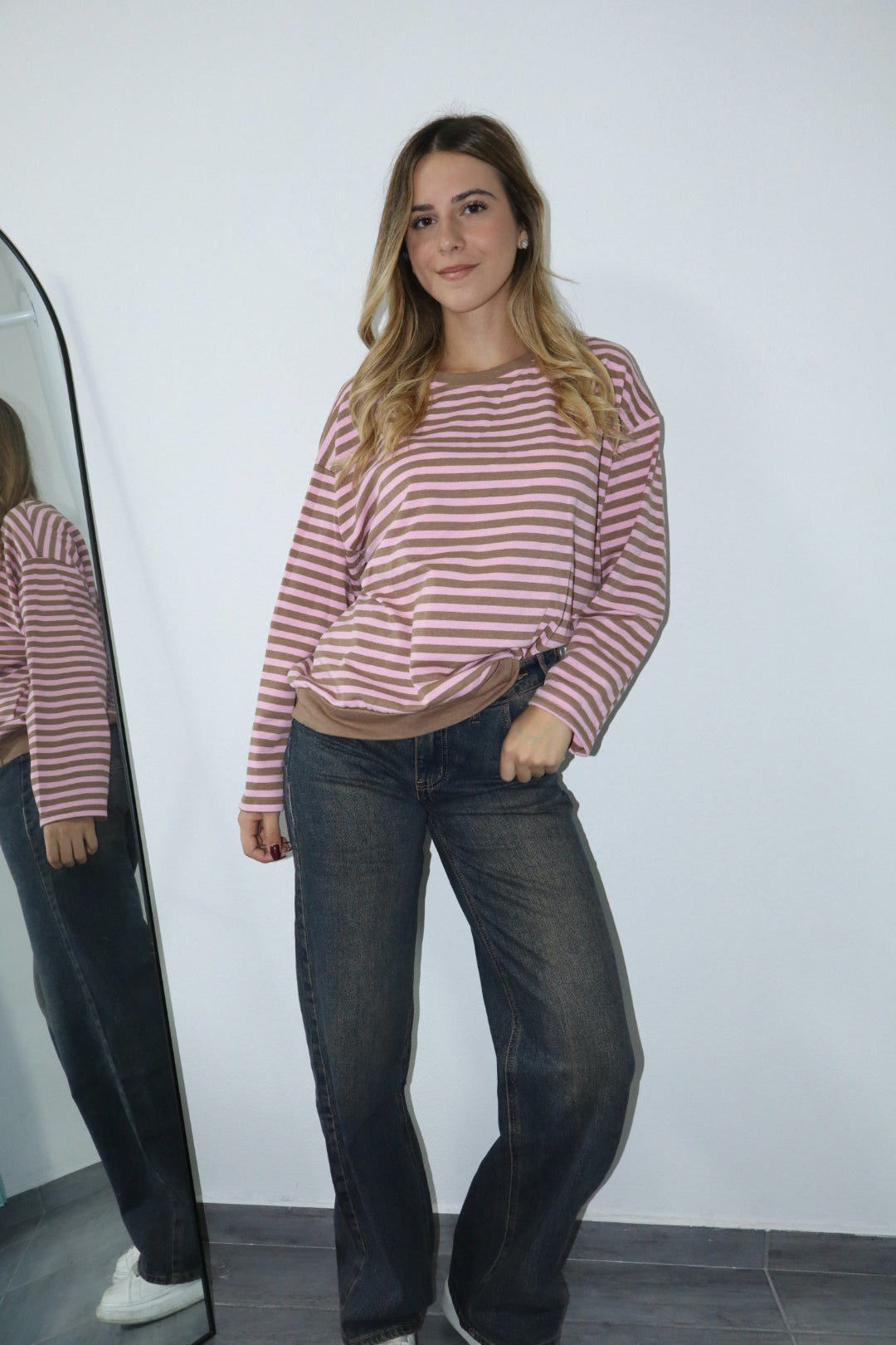 T-shirt maniche lunghe righe