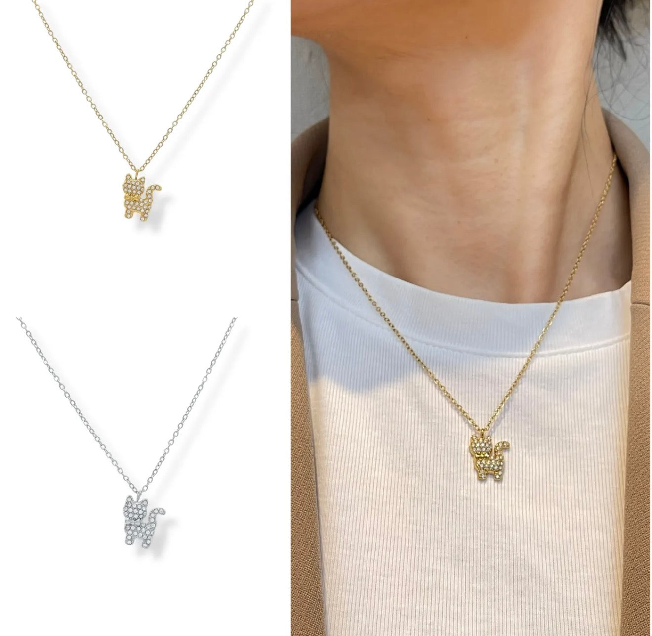 Collana gatto zircon