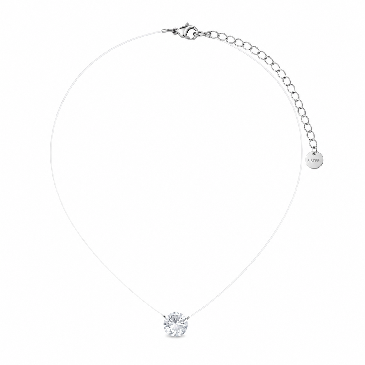 Collana trasparente con punto luce