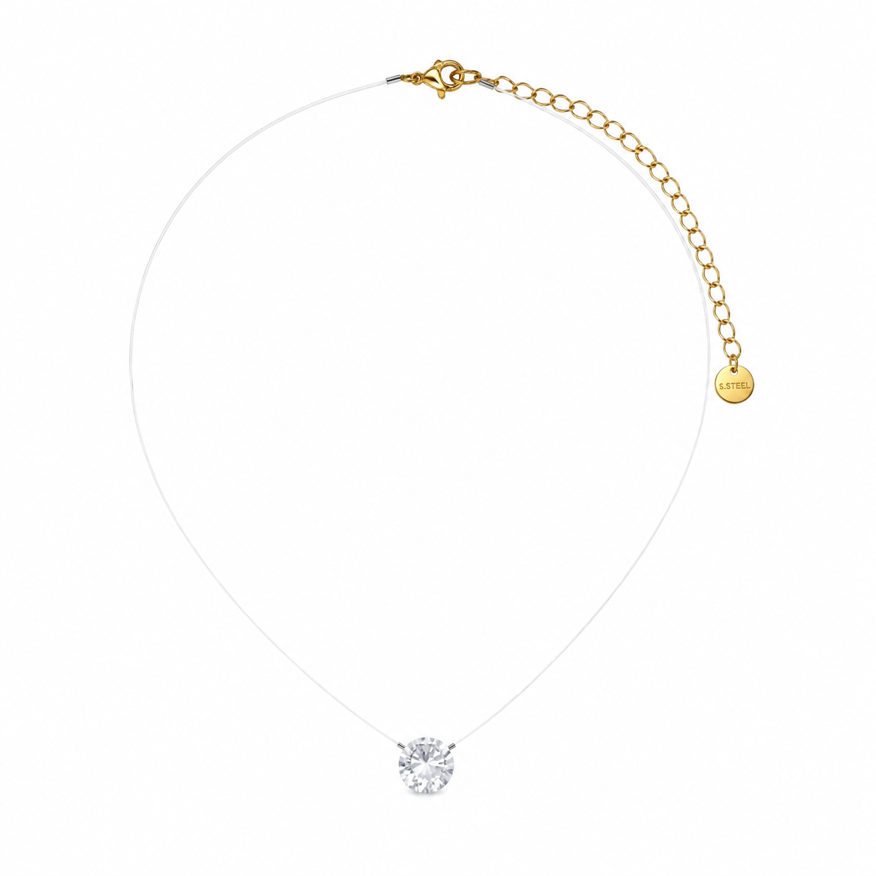 Collana trasparente con punto luce