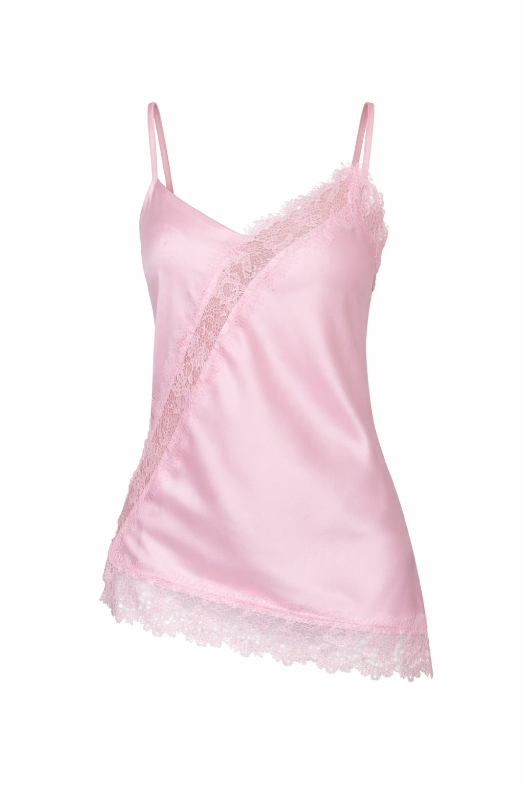 Top asimmetrico effetto raso con pizzo “Natalia” (vari colori)