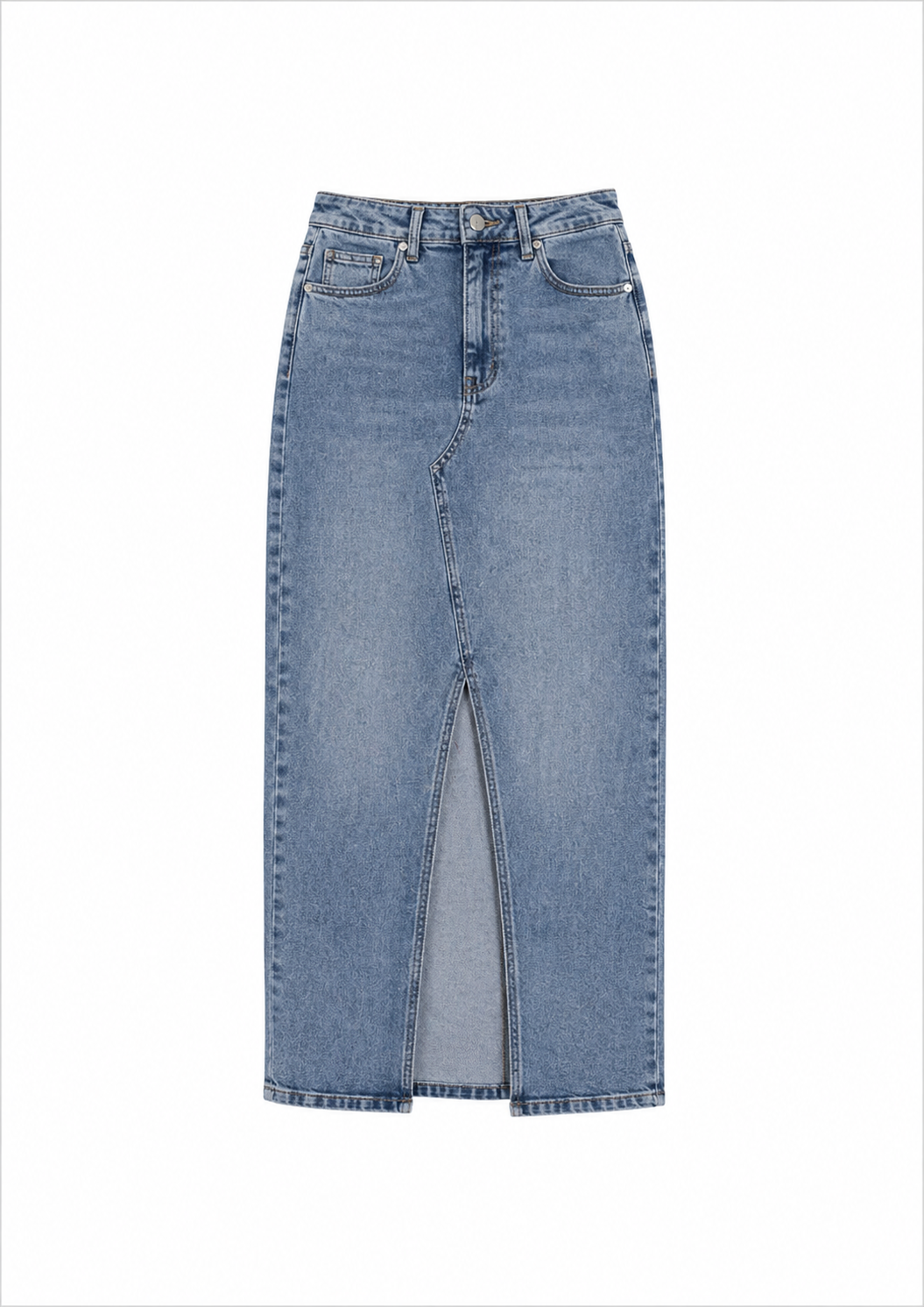 Gonna longuette denim con spacco centrale